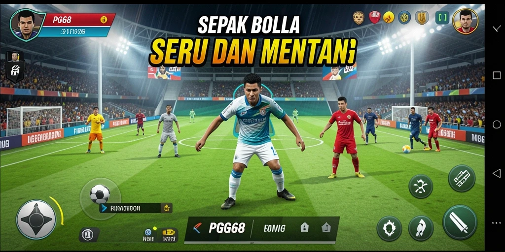 Tampilan gameplay menakjubkan dari PGG68 yang menampilkan aksi sepak bola nyata.