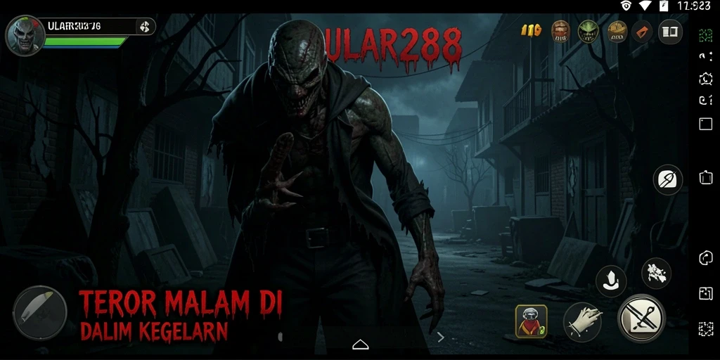 Tangkapan layar gameplay ULAR288 menunjukkan suasana mencekam dan menakutkan.